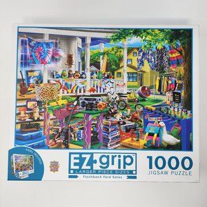 New Masterpieces 1000 Pc Ez Grip Larger Pieces Jigsaw Puzzle Flashback Yard Sale